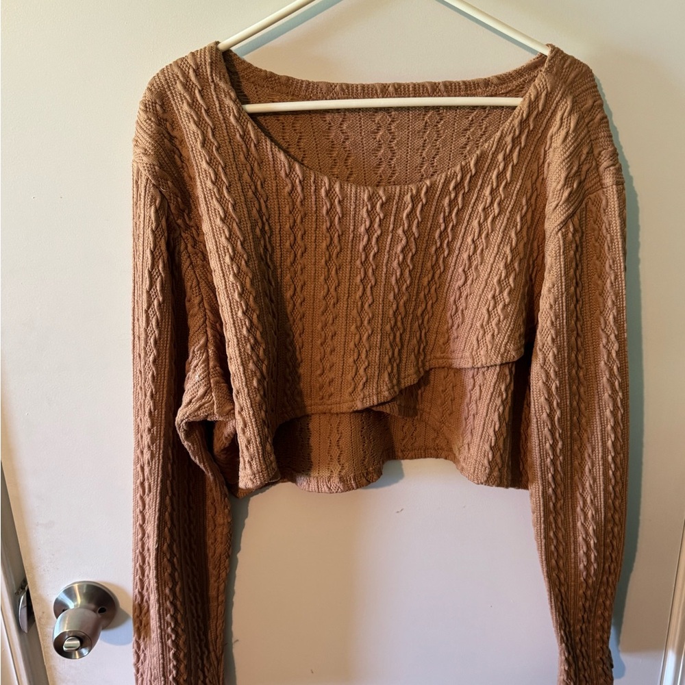 Cozy Tan Cable Knit Sweater